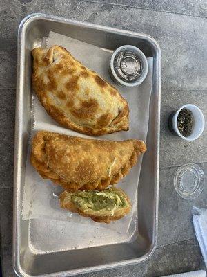 Empanadas! One baked and one fried. Both were delicious.