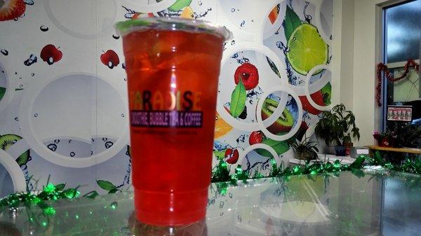 Strawberry Fruit Tea in Fort Myers. Bubble Near Me. Paradise Smoothie Bubble Tea Coffee. #paradisesmoothie #bubbletea #bobatea #gctc