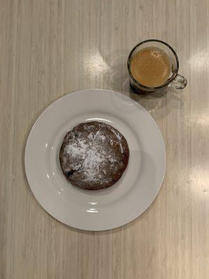 Double chocolate chip walnut cookie and espresso are the perfect Sunday morning treat