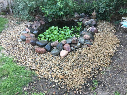 Rock installation for ponds