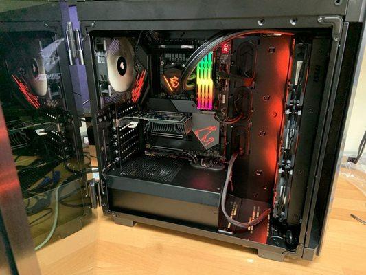 custom pc with lots of lights.