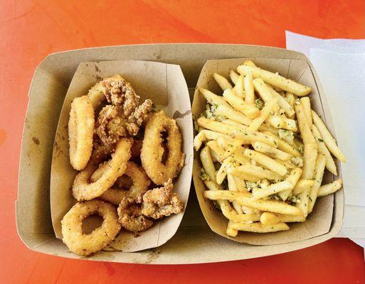 calamari and garlic fries