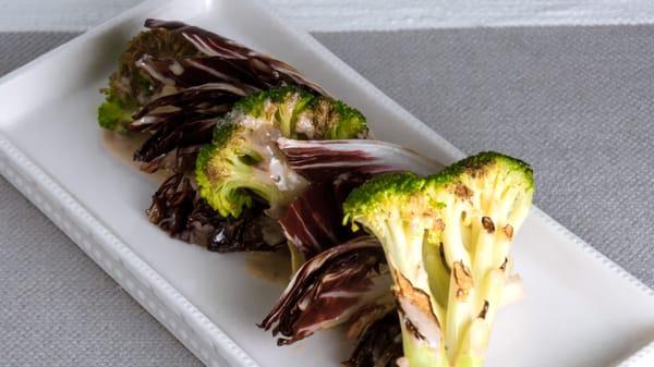 Roasted broccoli with Italian radicchio in a homemade anchovy sauce