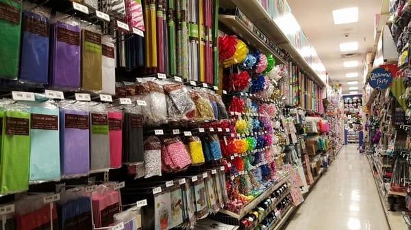 An entire aisle full of gift wrapping items