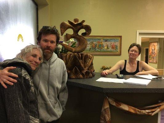 Front desk at Holiday Manor studio with Yoga East teachers.