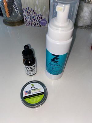 1000mg full spectrum drop, 1000mg foaming facial cleanser and 1000mg relief balm.