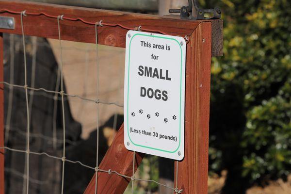 Smaller dog area