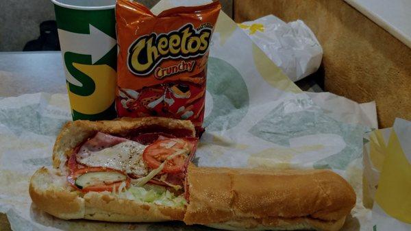 footlong Italian BMT combo with Cheetos crunchy and diet Pepsi