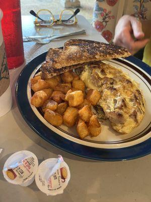 Sausage cheese mushroom omelette