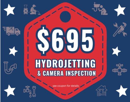 $695 Hydrojetting and Camera Inspection Discount - Fraser Plumbing of San Diego