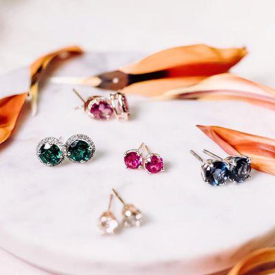 Studs you'll never want to take off  available in #diamond #chathamemerald #ruby