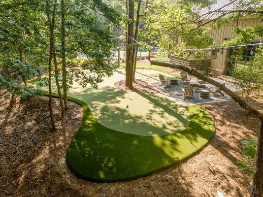 Custom backyard golf course in Seattle