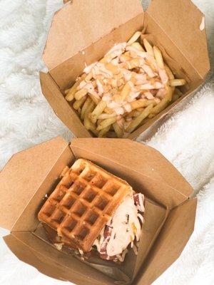 Waffle burger & animals are friends fries