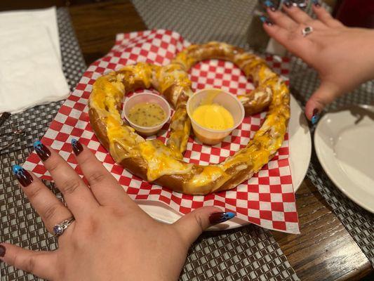 Large pretzel for an appetizer (so soft and warm!)