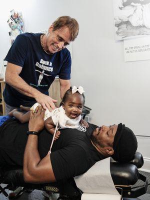 Baily gets adjusted by Dr. Mike at Back in Balance Chiropractic Life Center in the Wescott Shops on Dorchester road in Summerville, SC.