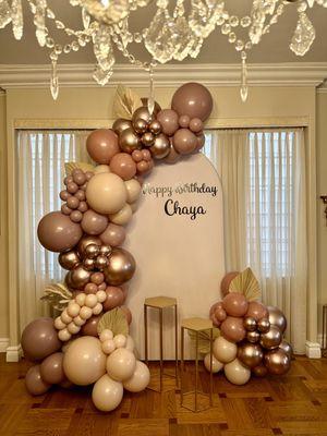 Arched backdrop package for birthday party