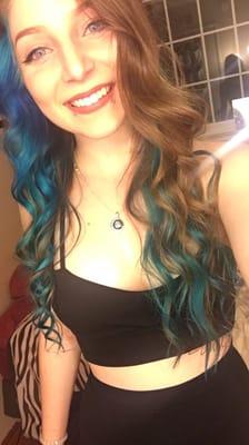 Beautiful blue to turquoise dye job by Kellie!(: exactly how I wanted it.