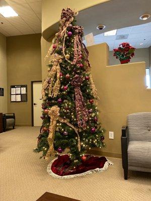 Holiday decor in the lobby.