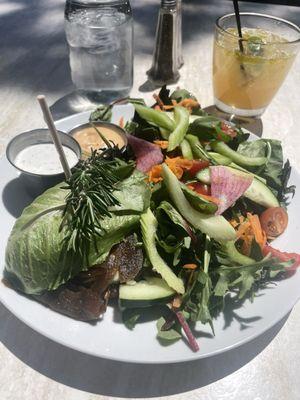 Burger no bun with salad.