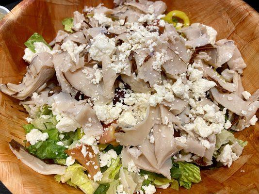 Greek salad with turkey