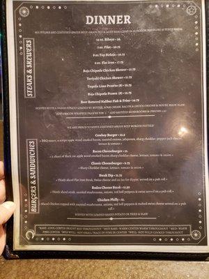 Dinner Menu