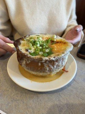 Onion soup, perfect on a rainy day