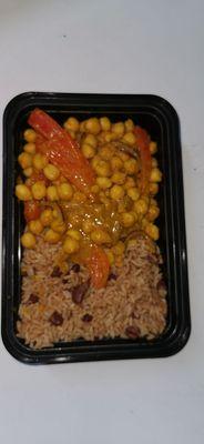 Curry chic peas with coconut rice n peas for all vegan lovers.