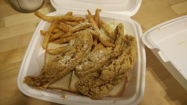 3pc Perch Dinner with fries, bread  & coleslaw