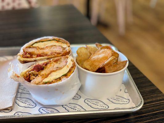 Sweet chicken parm and house made ranch chips