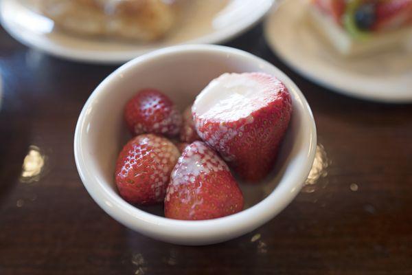 Strawberries Romanoff used to be much better; these taste like they were swept off the floor at HEB.