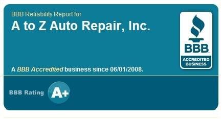 A to Z Auto Repair Inc. is A+ rated by the BBB and Angie's List