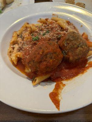 Spaghetti n meat sauce, add Pasta with Homemade Meatballs