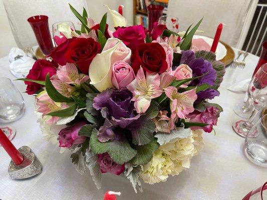 Stunning centerpiece for valentine dinner.