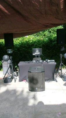 Most common is the mid tier setup , includes lighting w/ Fog  recommend for backyard parties, birthdays, graduations ,