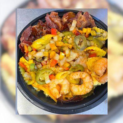 Shrimp Bowl added bacon