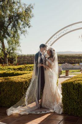 Beautiful Temecula Wedding Veil Dress at Villa De Amore Photographed by Nathan Goodwin Photography | Brew Visuals