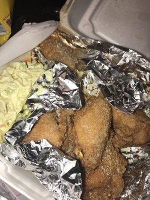 Garlic Parmesan Wings with Mac Salad and Baked Beans