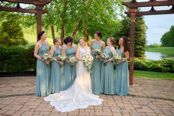 Beautiful bride and bridesmaids