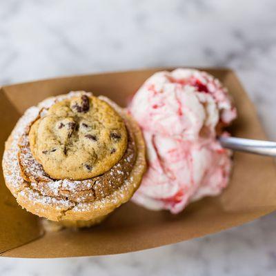 Chocolate Chip Chess with Strawberry Cheesecake Ice Cream