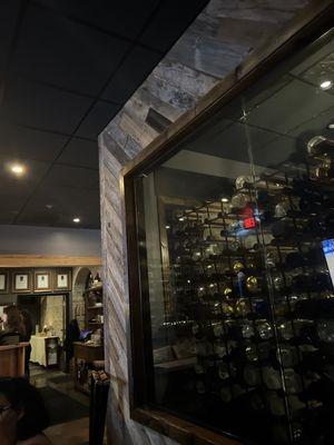 Wine cellar near the front of the restaurant