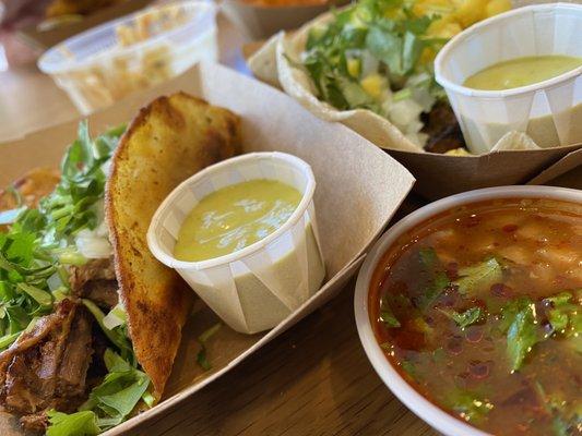 Birria taco (left) and al pastor (right)  Tasty but greasy AF