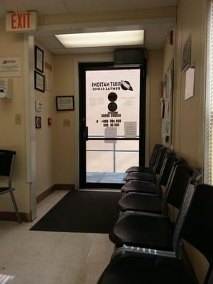 The dental waiting room is small.