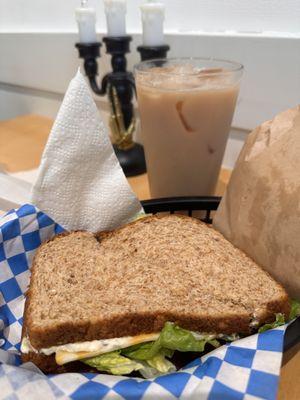 Spinach Dip Sandwich and Chai Tea Latte