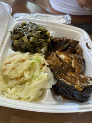 Jerk chicken , cabbage, & collards