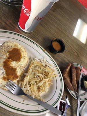 traditional breakfast with hash browns