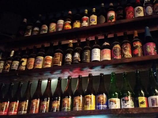 Wall of bottled beers