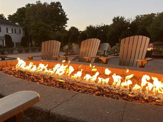 Fire pit at dusk.