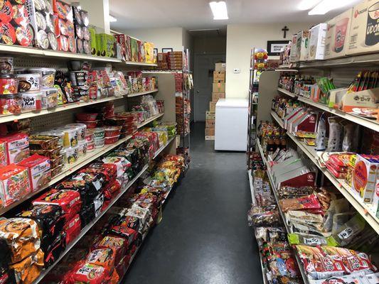 The ramen and snack section