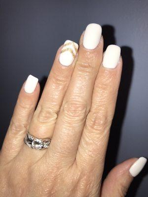 Just a touch of bling. Manicure and shellac polish.