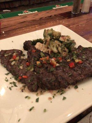 Skirt steak, mixed vegetables